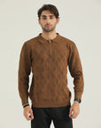 Brown Polo Knit Sweatshirt