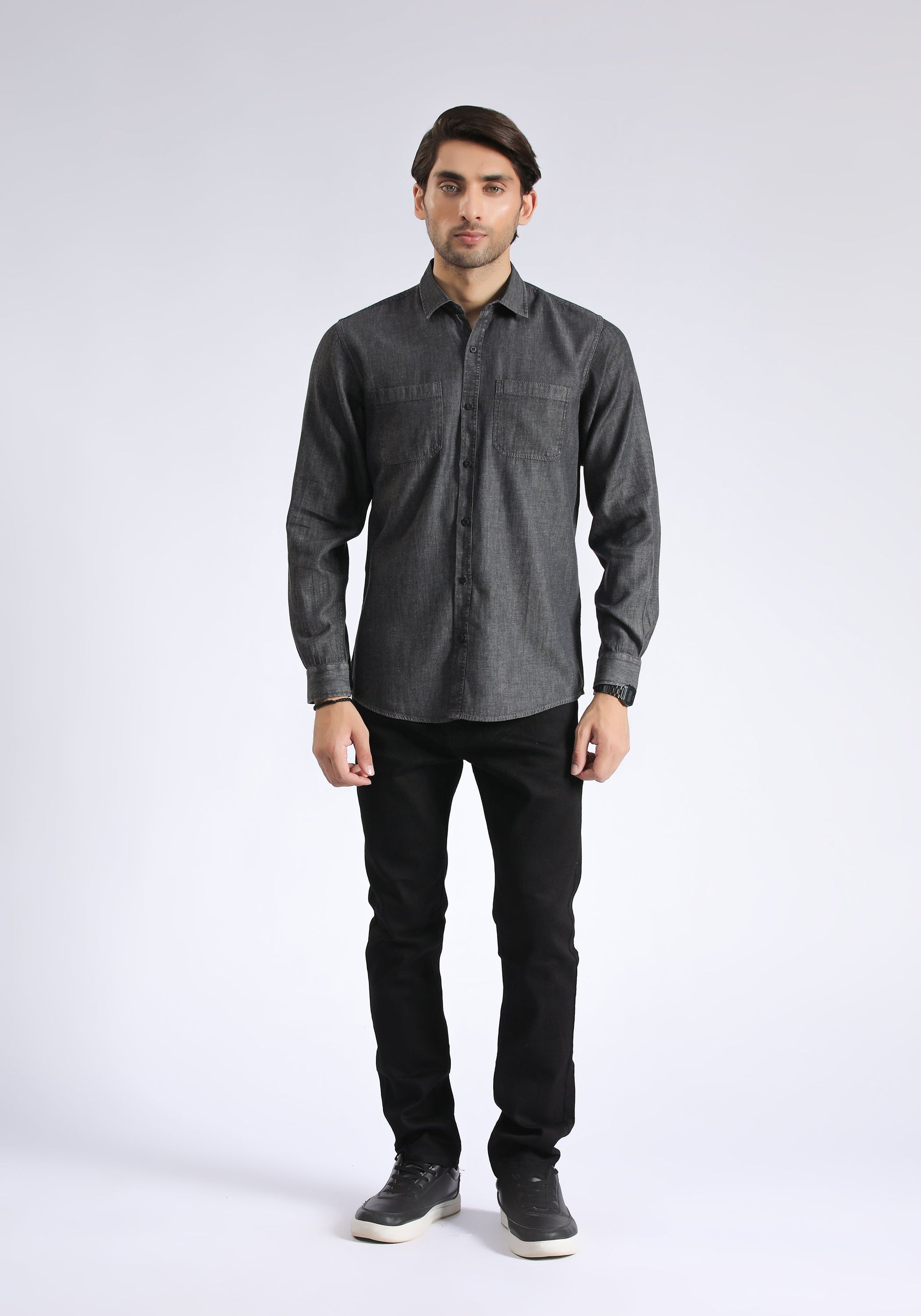 Gray &amp; Black Casual Shirt