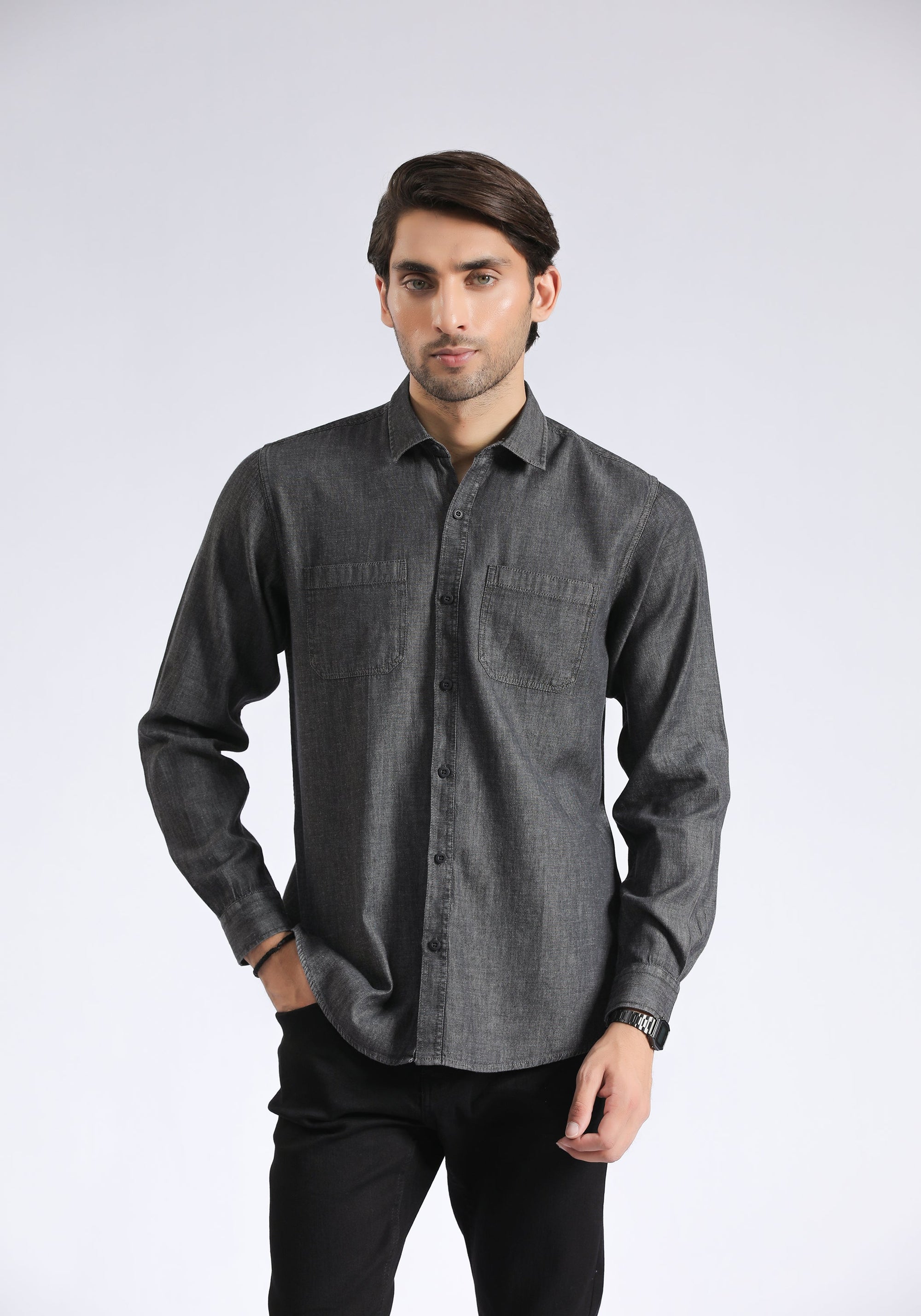 Gray &amp; Black Casual Shirt