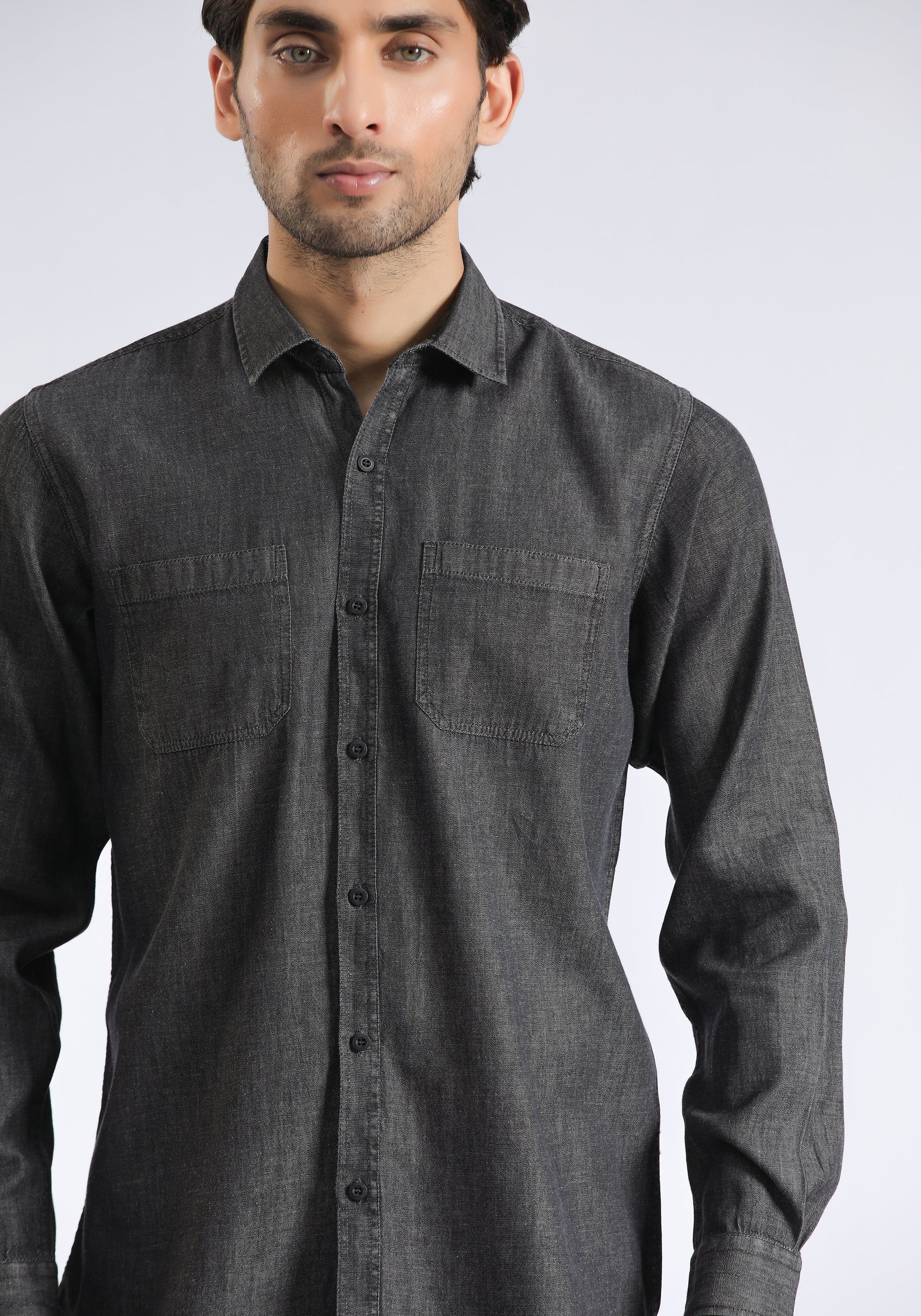 Gray &amp; Black Casual Shirt