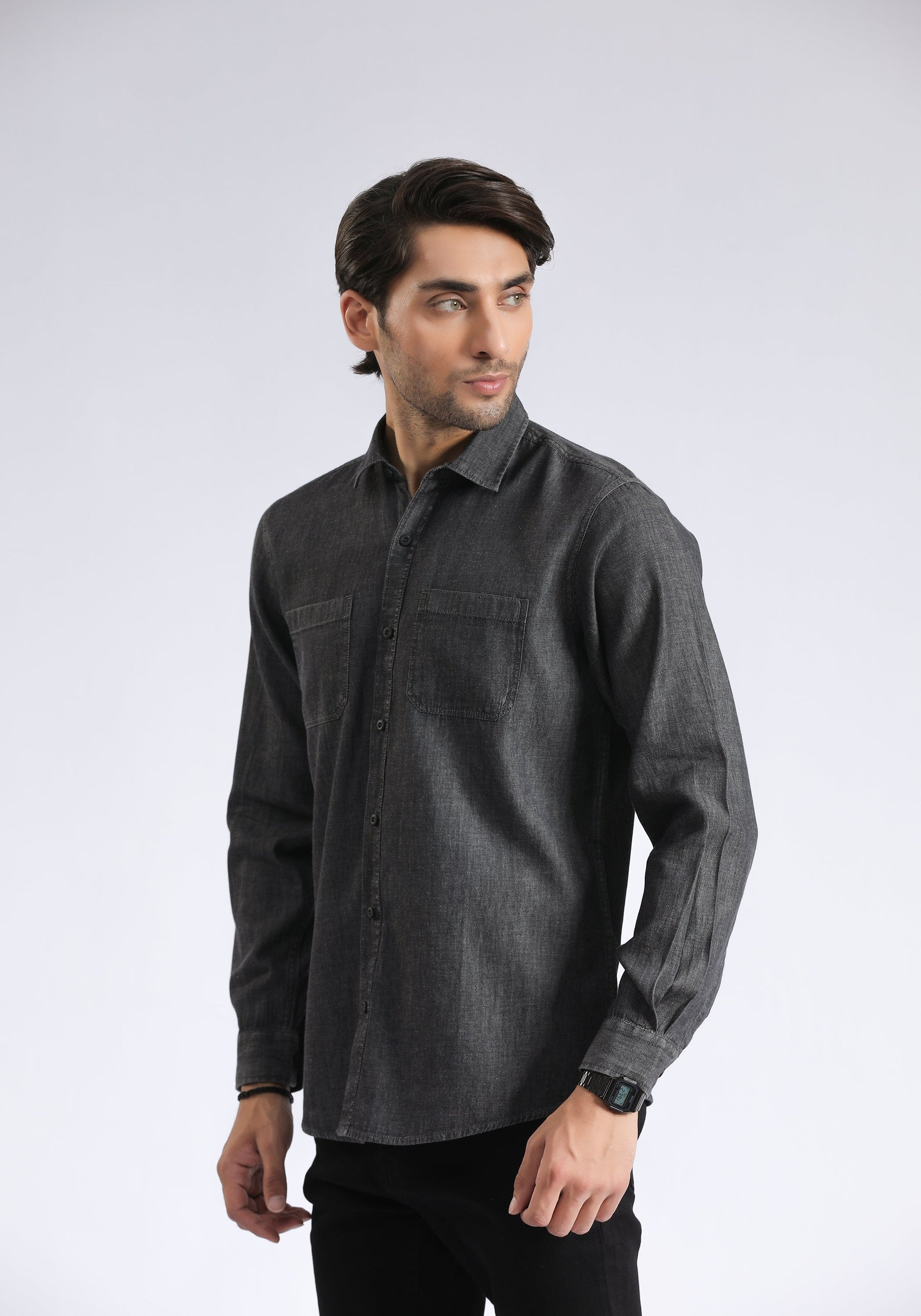 Gray &amp; Black Casual Shirt