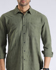 Olive Green Textured Shirt