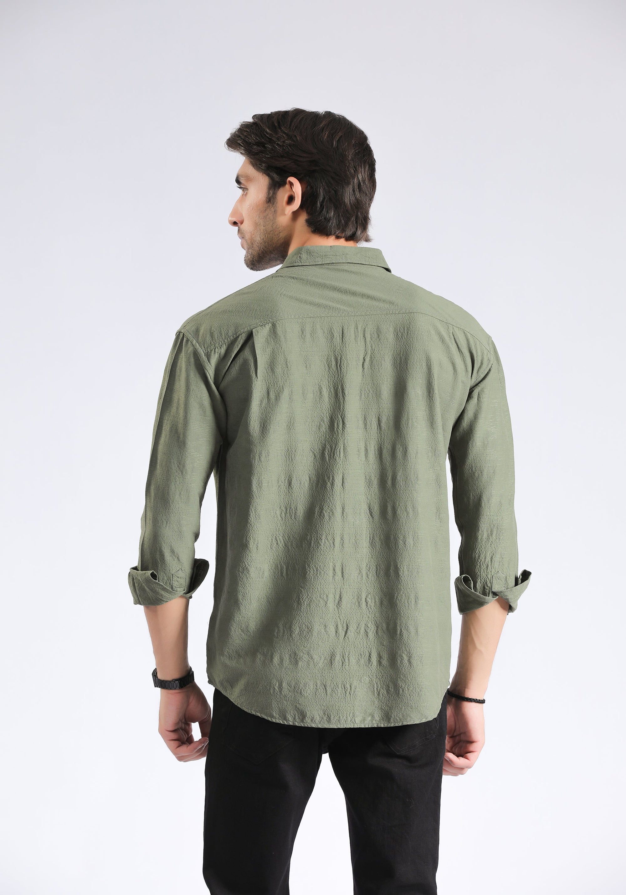 Olive Green Textured Shirt