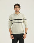 Beige Urban Stripe Half Zip