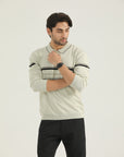 Beige Urban Stripe Half Zip