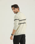 Beige Urban Stripe Half Zip