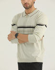 Beige Urban Stripe Half Zip