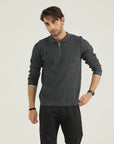Gray Self Zip Knitwear