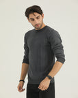 Gray Self Stripped Sweatshirt