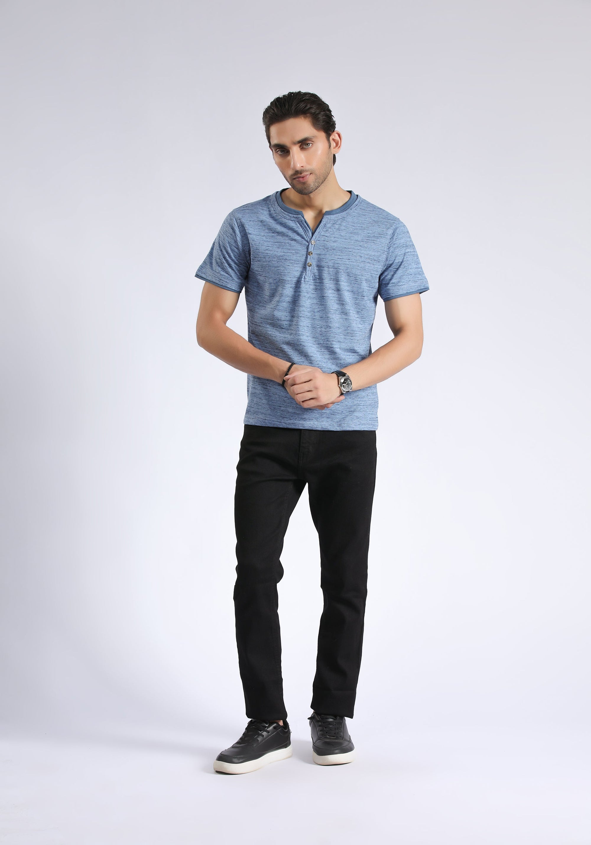 Sky Blue Textured T-Shirt