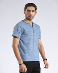 Sky Blue Textured T-Shirt