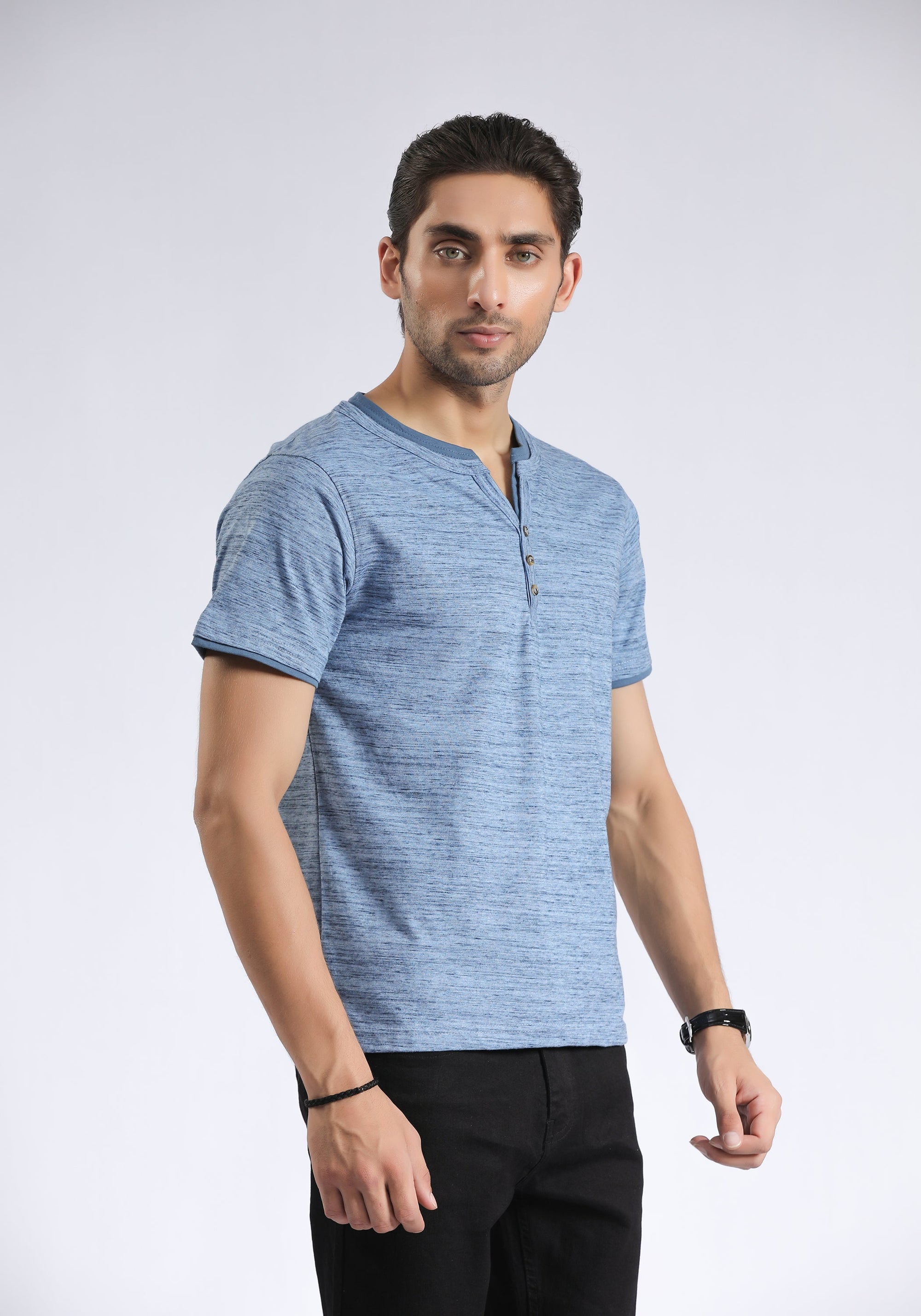 Sky Blue Textured T-Shirt