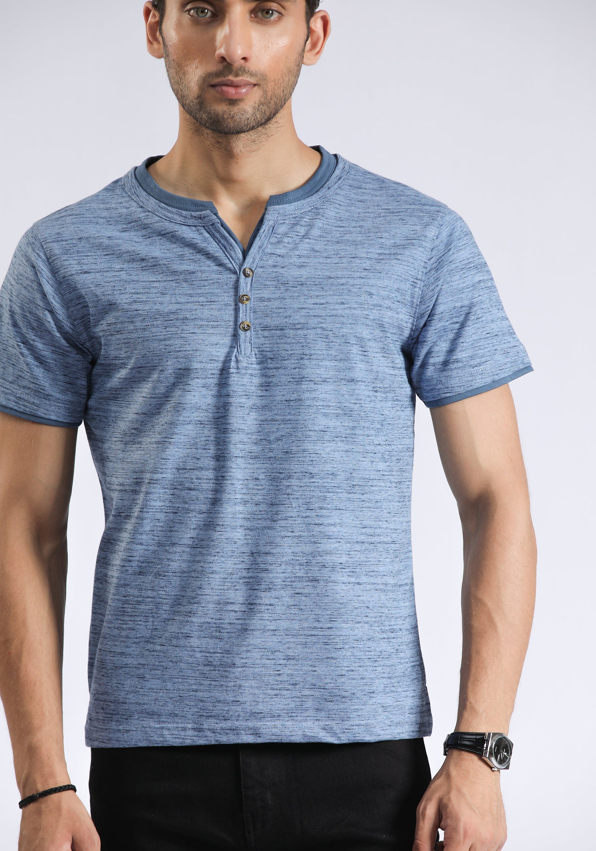 Sky Blue Textured T-Shirt