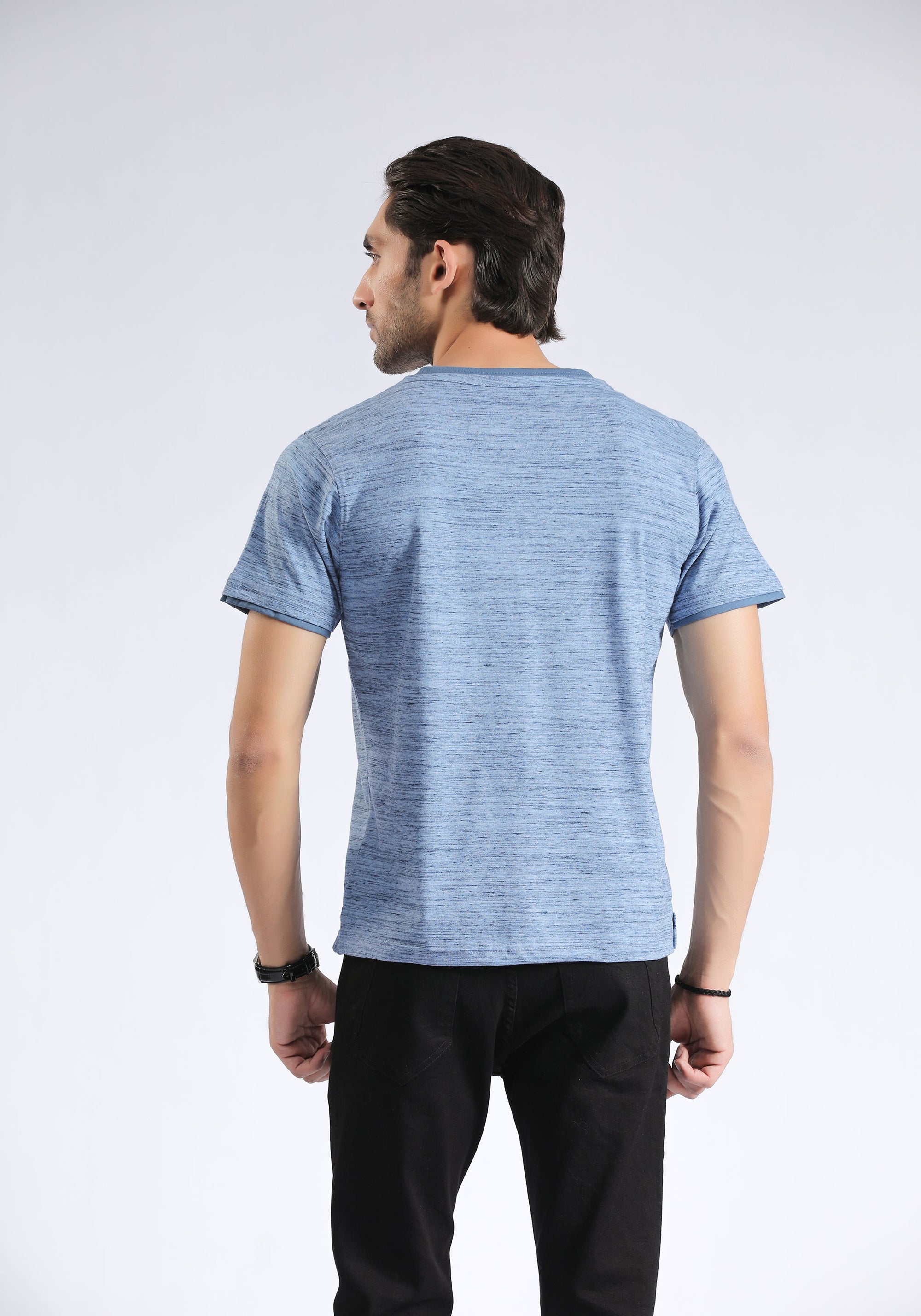 Sky Blue Textured T-Shirt