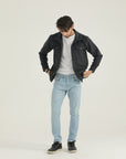 Navy Wool-Blend Casual Jacket