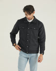 Navy Wool-Blend Casual Jacket