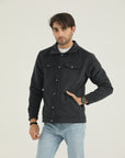 Navy Wool-Blend Casual Jacket