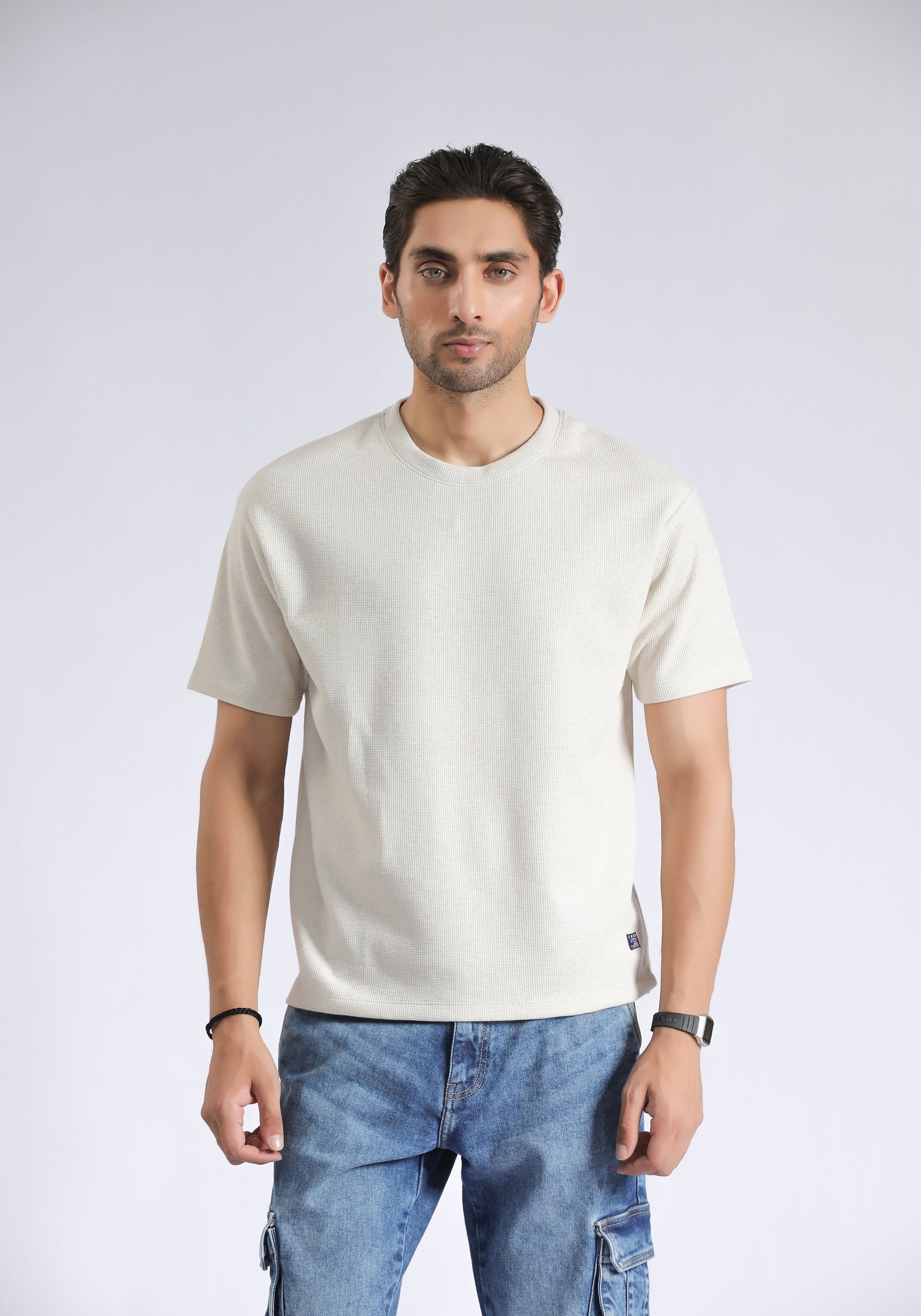 Beige Textured T-Shirt
