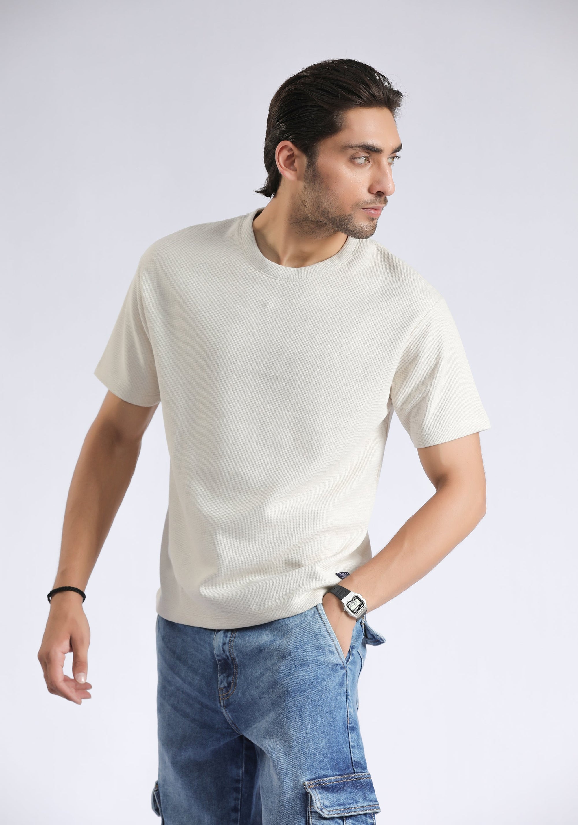 Beige Textured T-Shirt