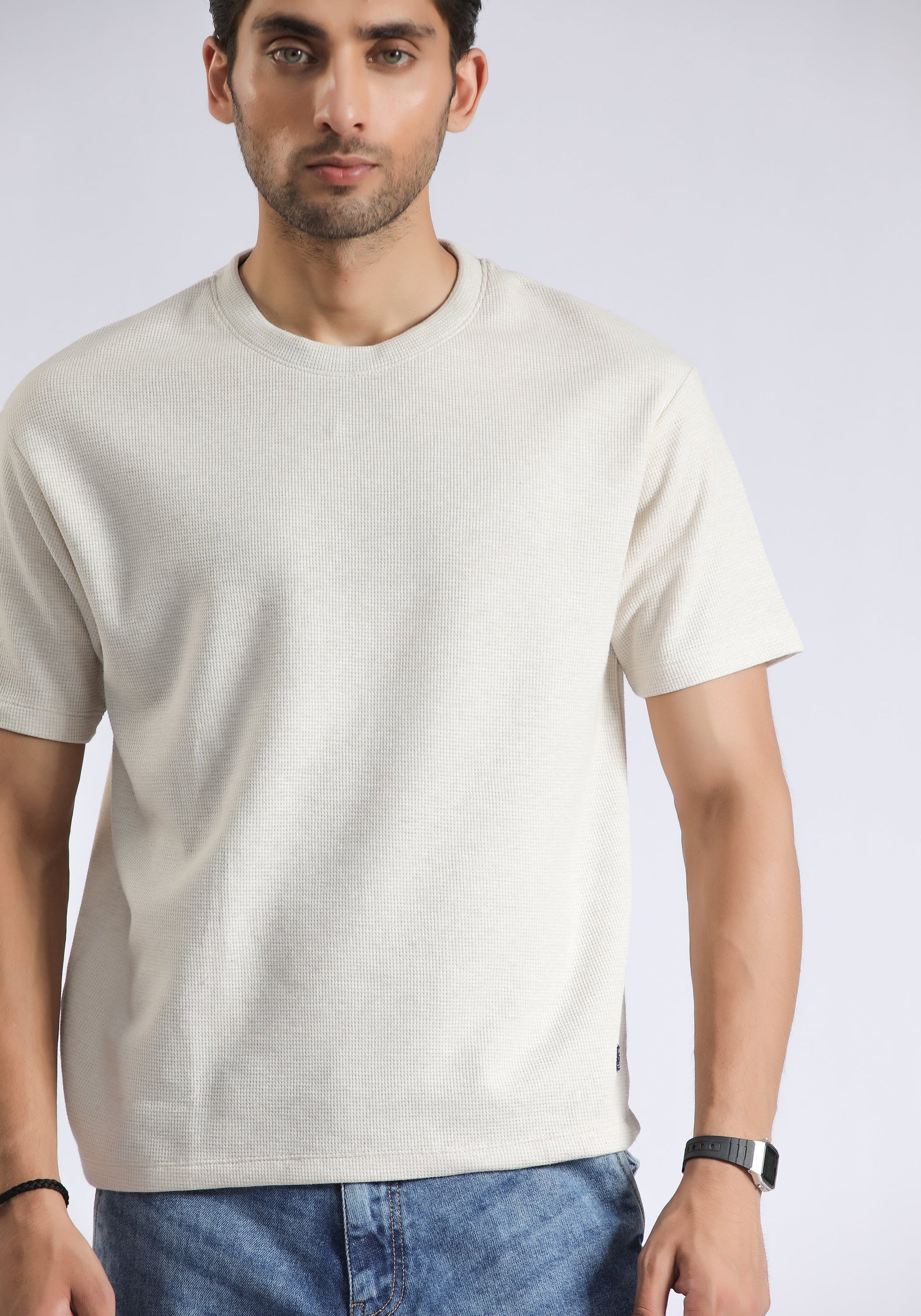 Beige Textured T-Shirt