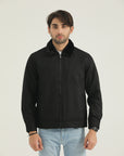 Men’s Black Fur-Collar Zip Jacket