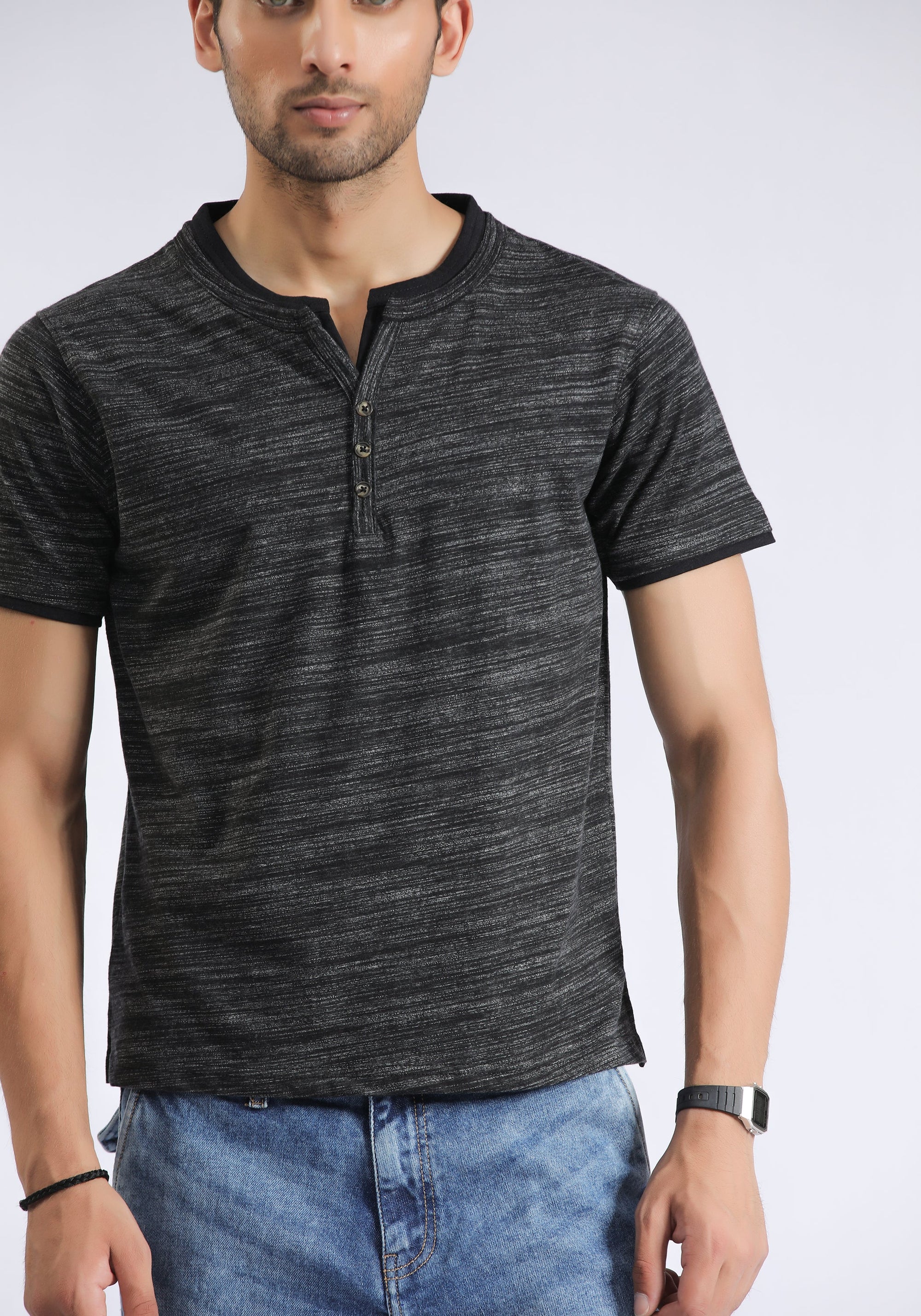 Charcoal Black Textured T-Shirt