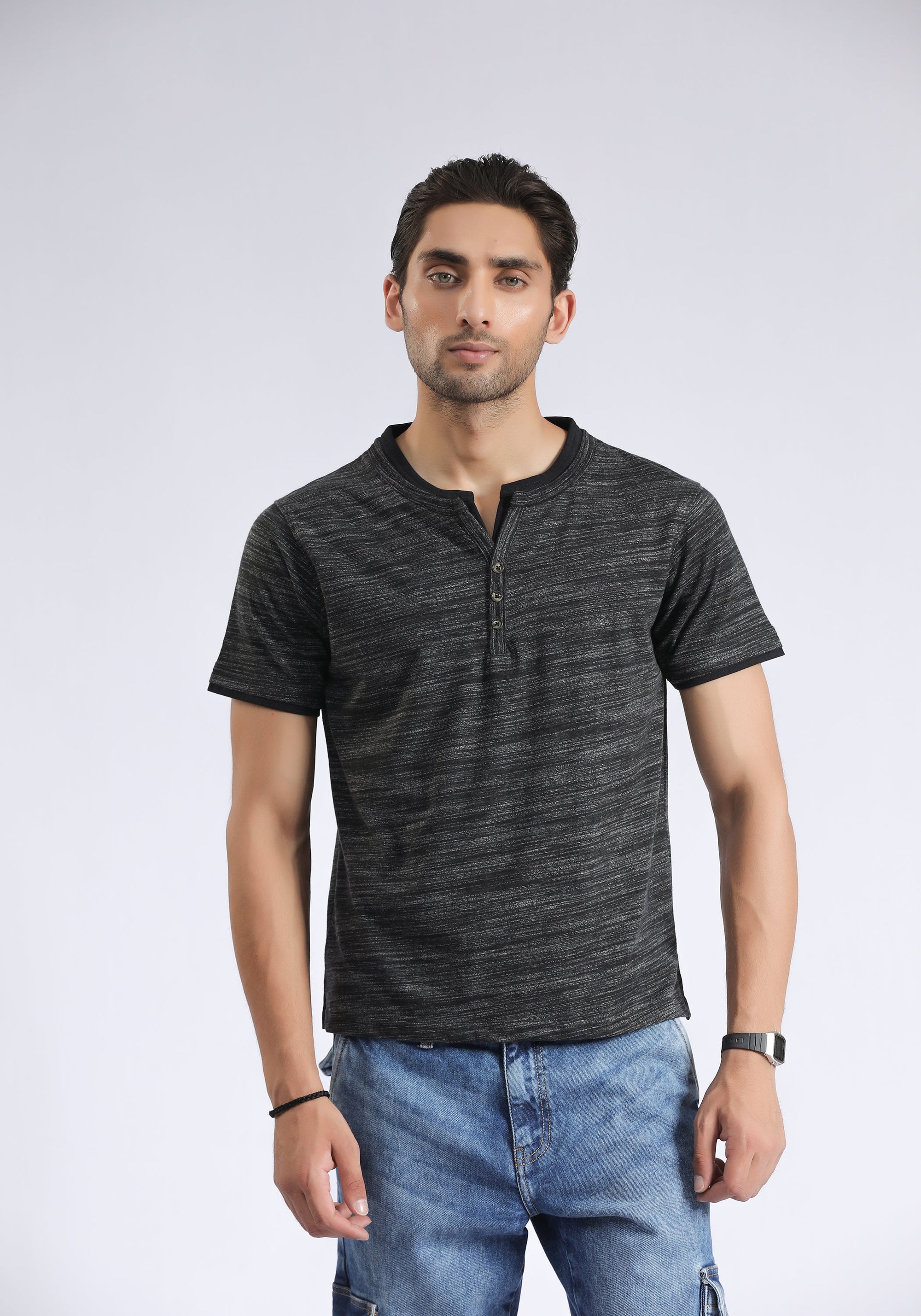 Charcoal Black Textured T-Shirt