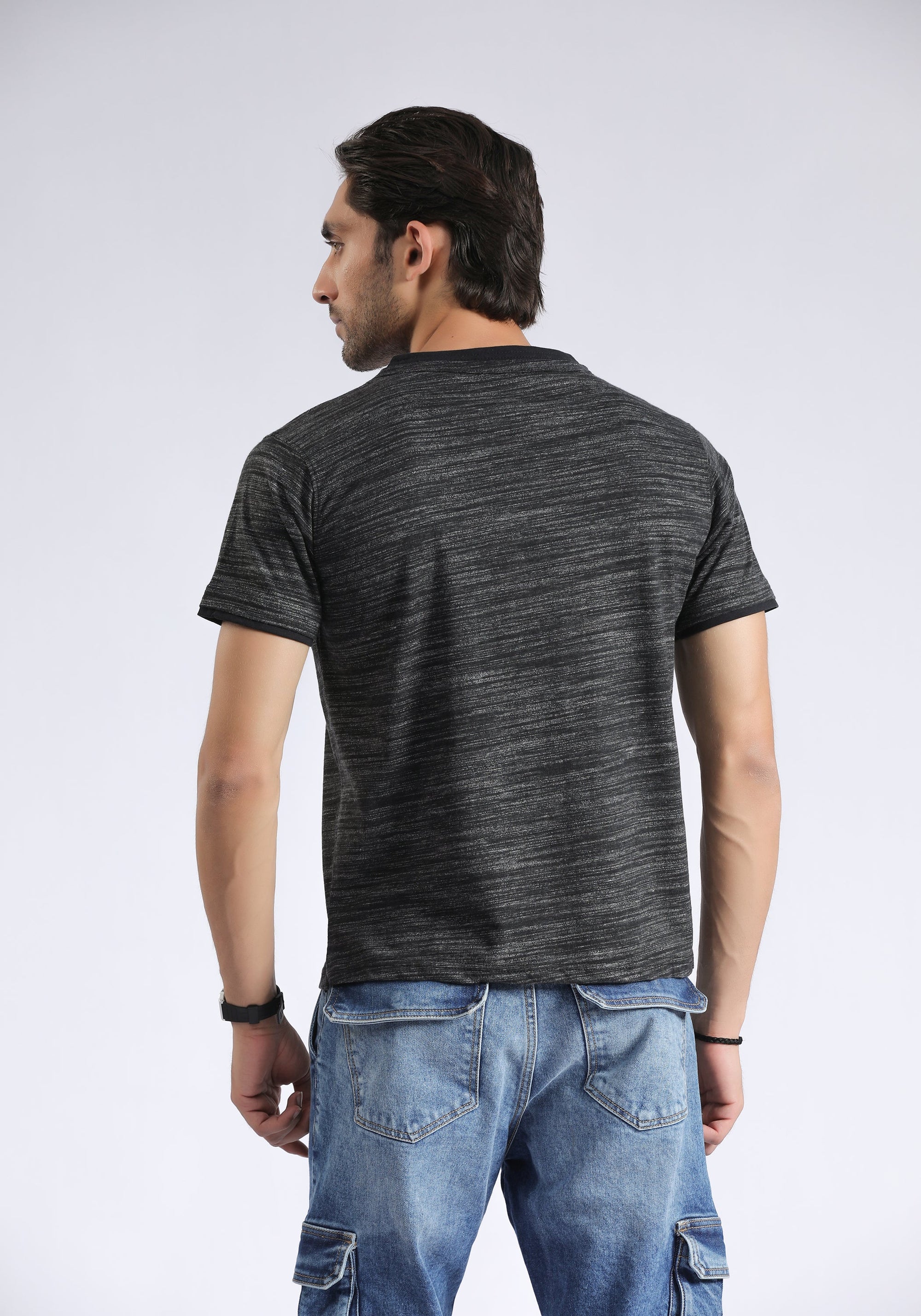 Charcoal Black Textured T-Shirt