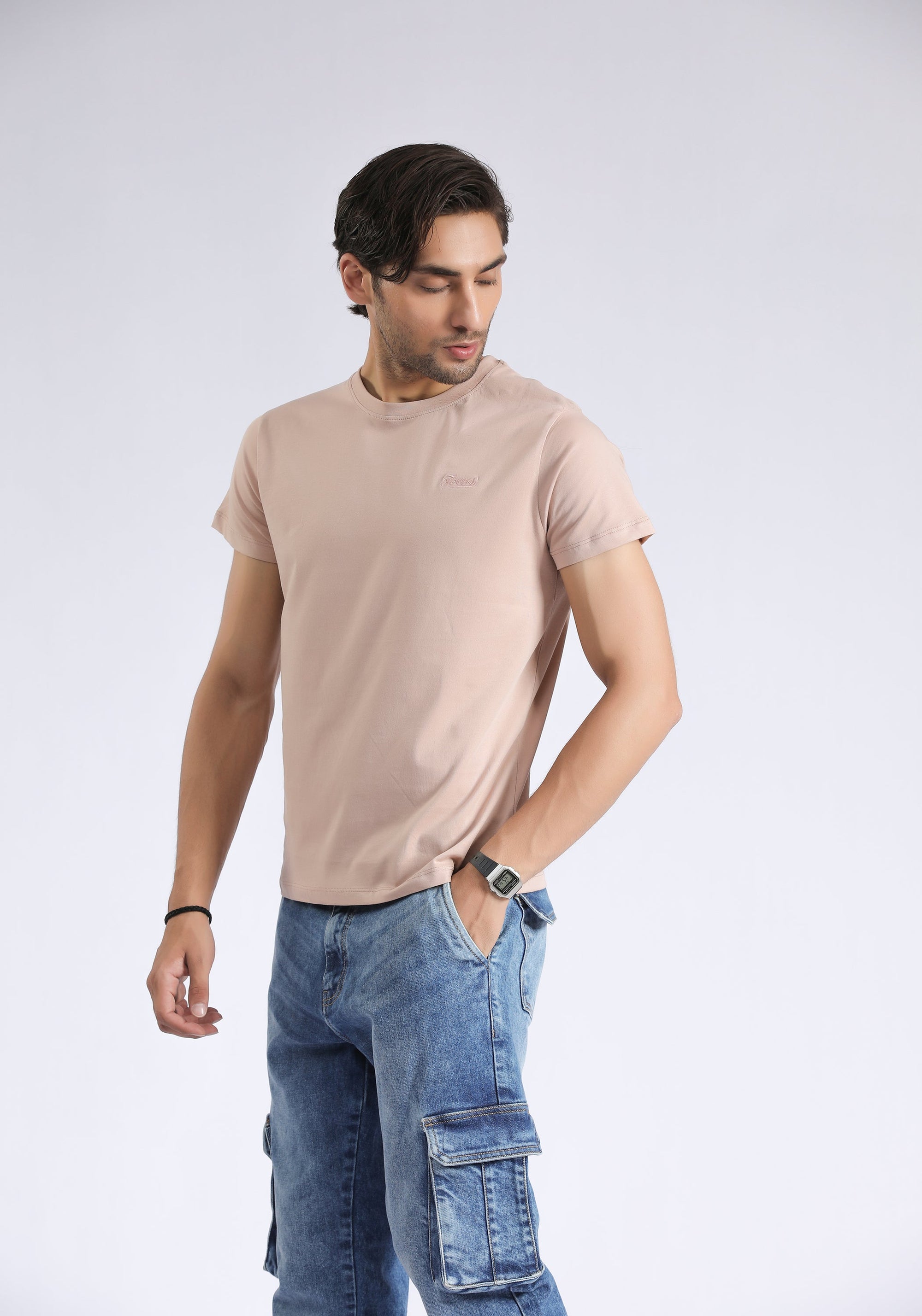 Nude Beige Crew Neck T-Shirt