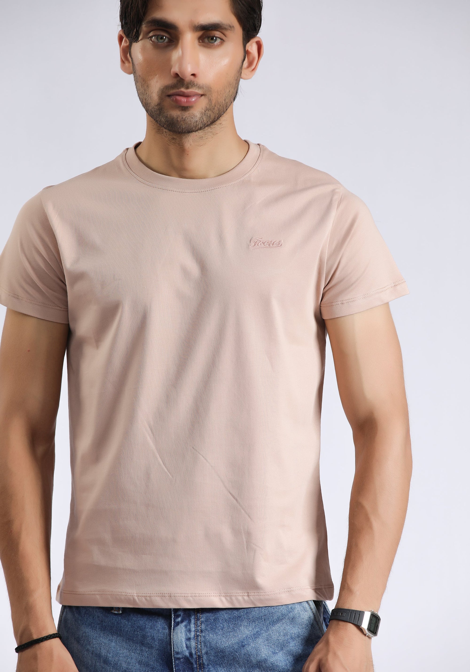 Nude Beige Crew Neck T-Shirt