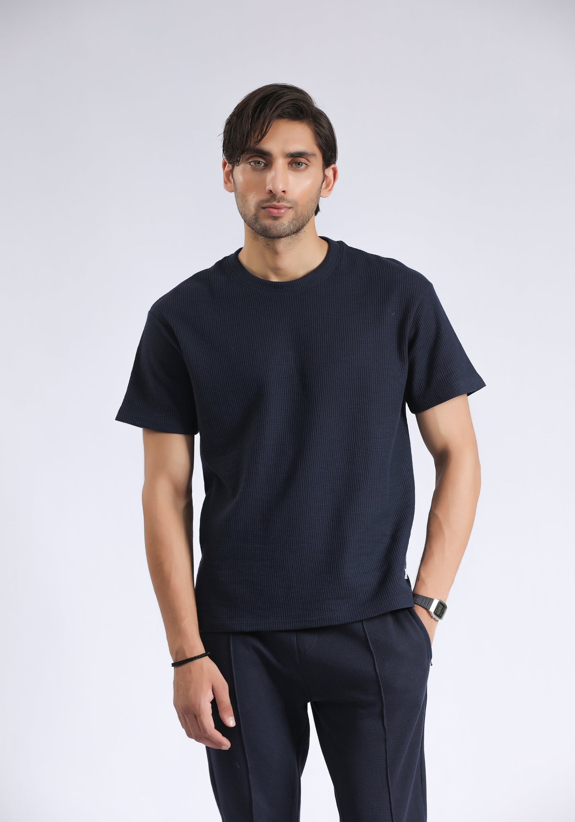 Navy Textured T-Shirt