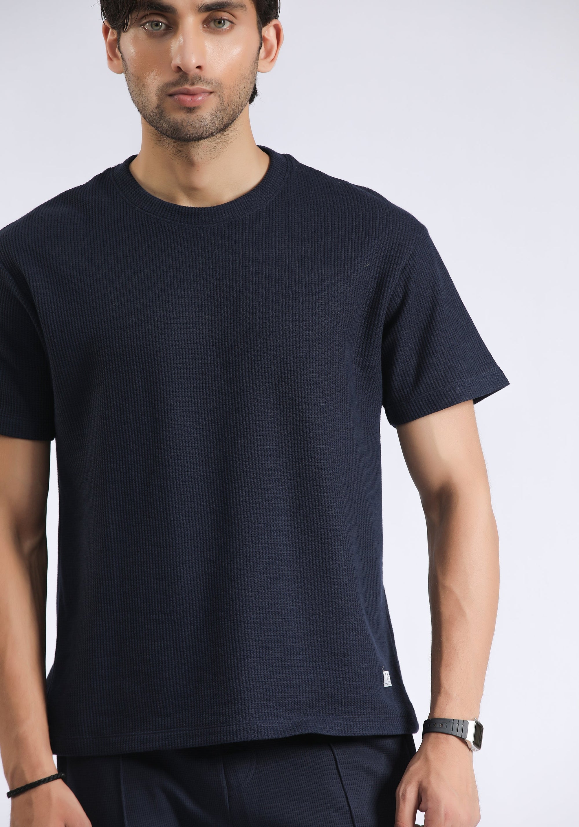 Navy Textured T-Shirt