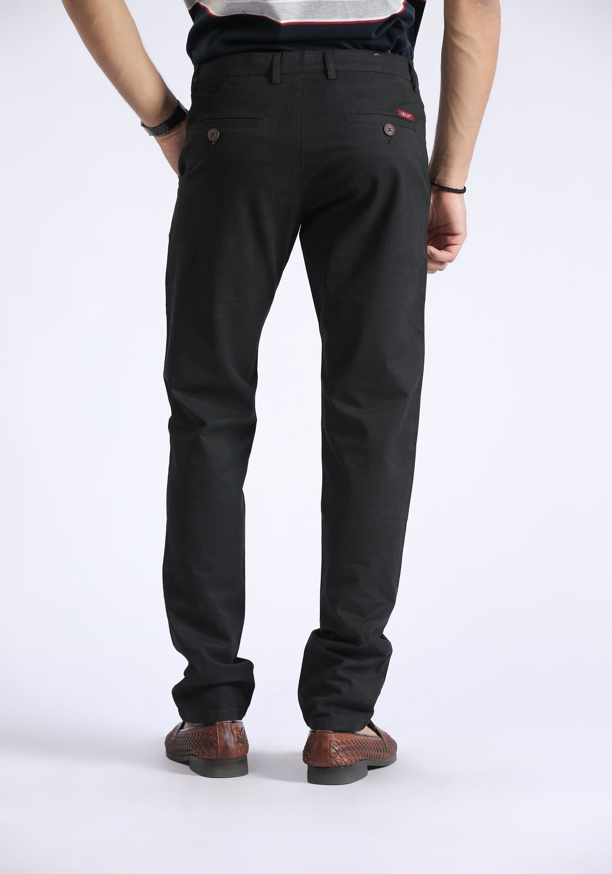 Black Textured Chino Pant