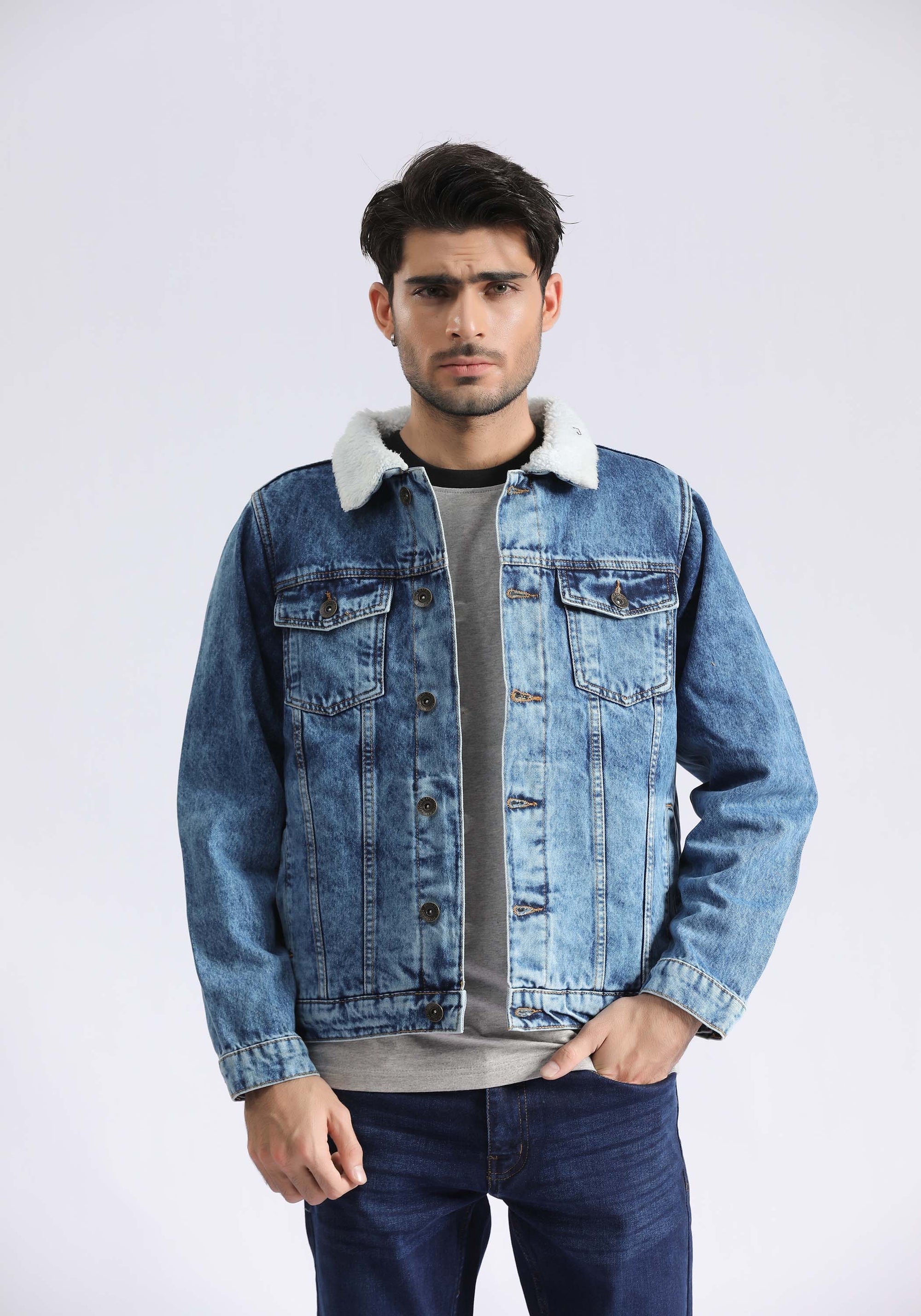 Sky Blue Wash Denim Jacket