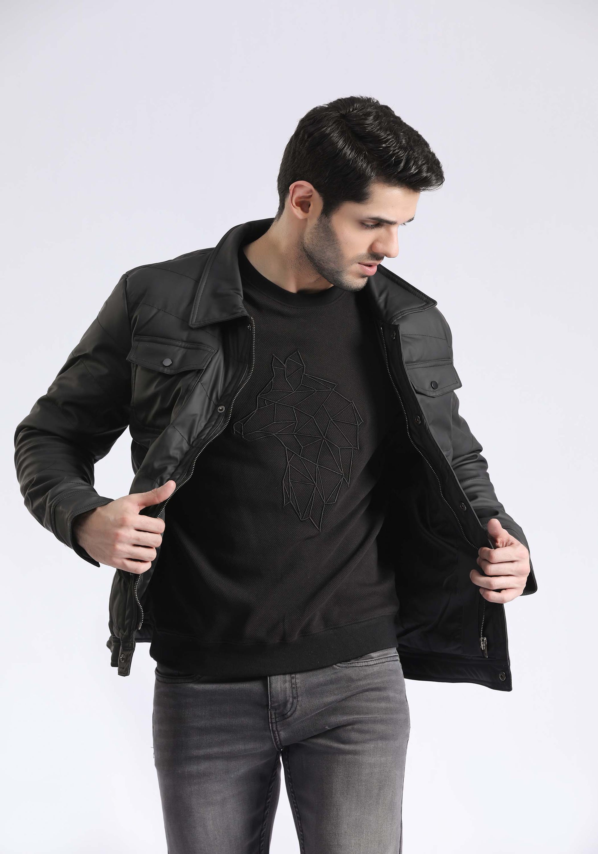 Leather Effect Puffer Jacket