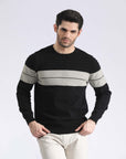 Black Stripped Crew Neck Sweater
