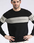 Black Stripped Crew Neck Sweater