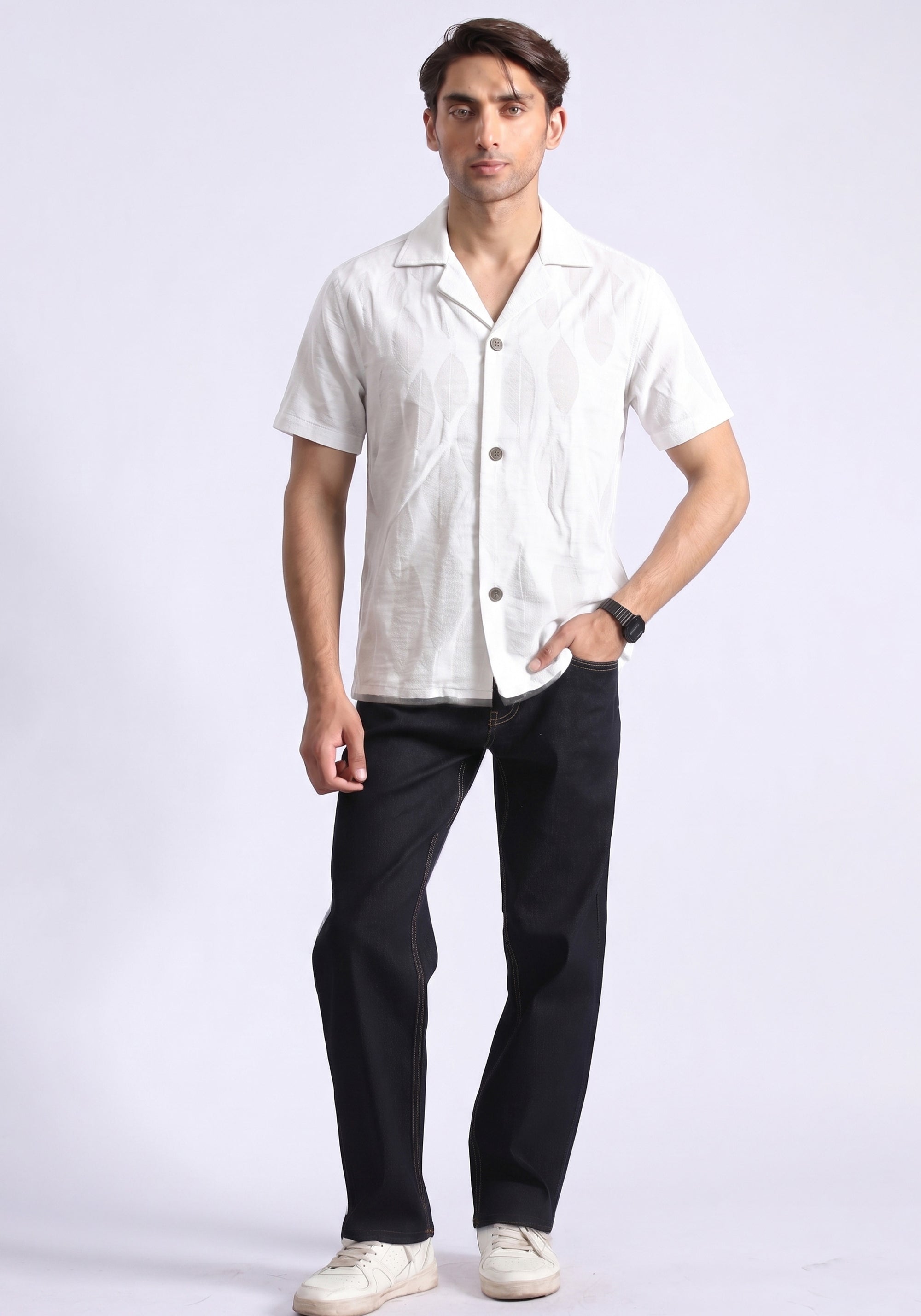 White Self Texture Shirt