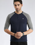 Full Sleeves Navy Grey T-Shirt
