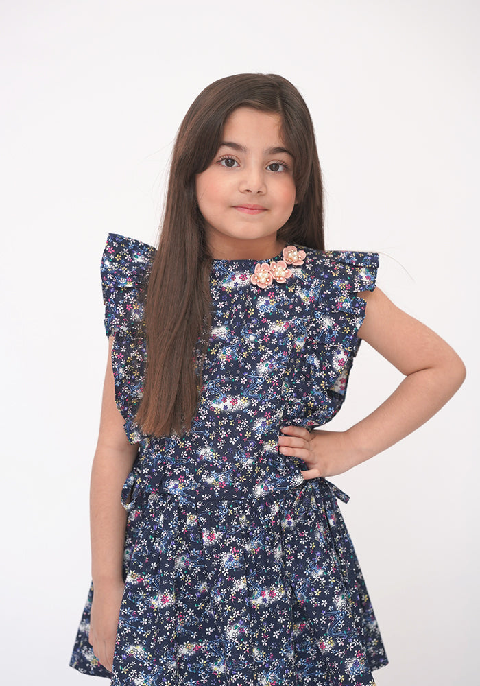 GIRLS FLORAL STYLIS WOVEN TOP