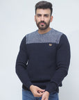 Navy Block Long Sleeves Sweater