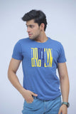 GREY BLUE ROUND NECK GRAPHIC T-SHIRT