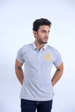 HEATHER GREY POLO WITH CONTRAST COLLAR AND CUFF