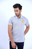 HEATHER GREY POLO WITH CONTRAST COLLAR AND CUFF